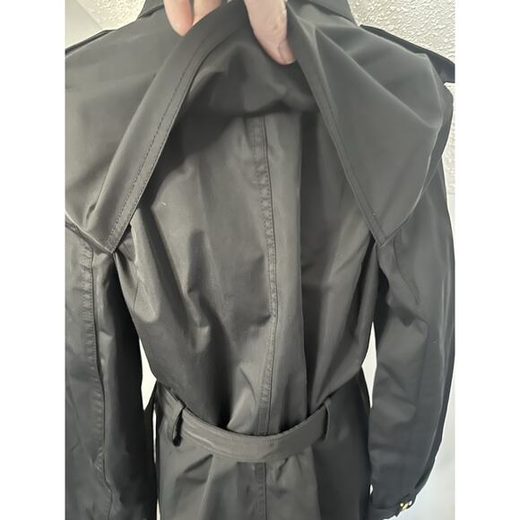 EUC Michael Kors Asymmetrical Belted Coat Black Size Large Gold Hardware Spring - Picture 9 of 11